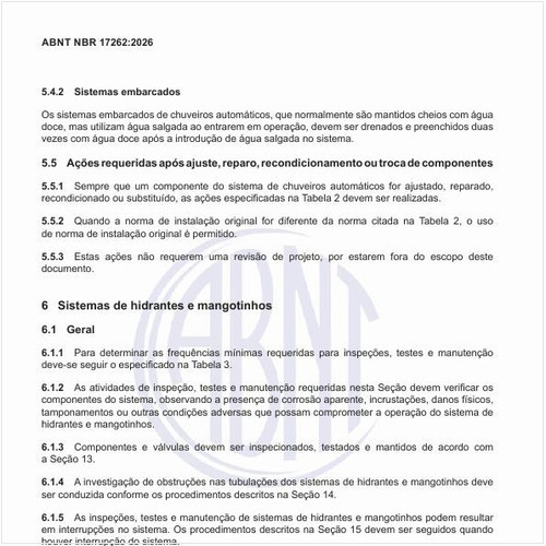 Qual deve ser a manutenção dos sistemas de hidrantes e mangotinhos?