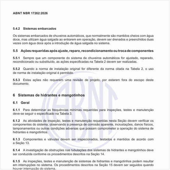 Qual deve ser a manutenção dos sistemas de hidrantes e mangotinhos?