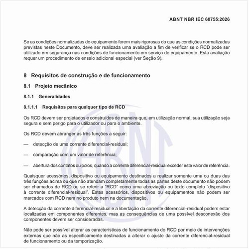 Como deve ser o projeto mecânico  para qualquer tipo de RCD?