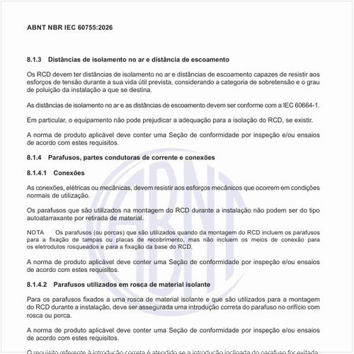 Quais são os requisitos para os parafusos, partes condutoras de corrente e conexões?