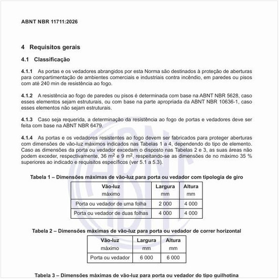 Quais são as dimensões máximas do vão-luz para porta ou vedador com tipologia de giro?