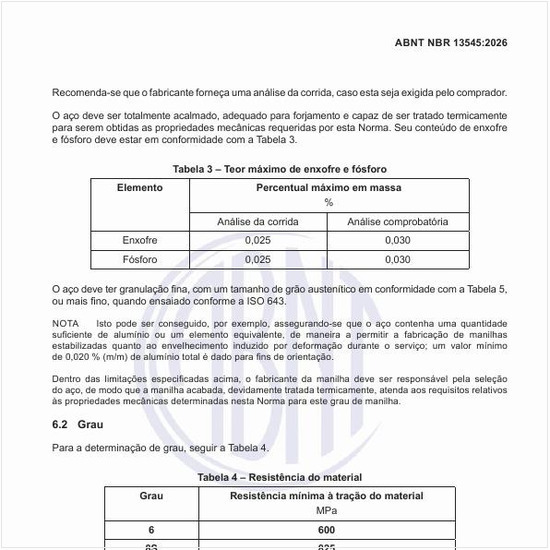 Qual deve ser o teor máximo de enxofre e fósforo?