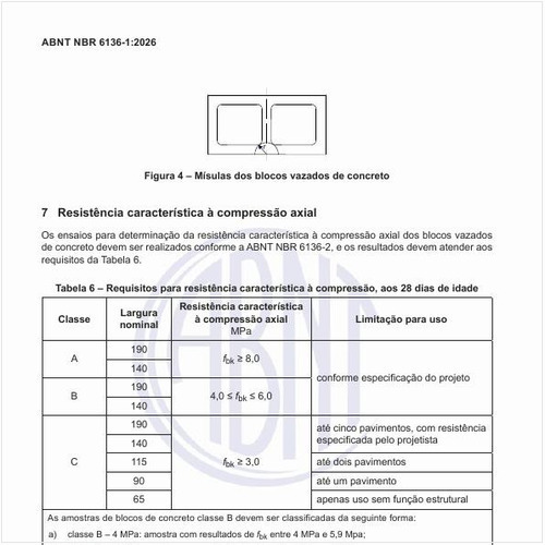 Quais são os requisitos para resistência característica à compressão, aos 28 dias de idade?