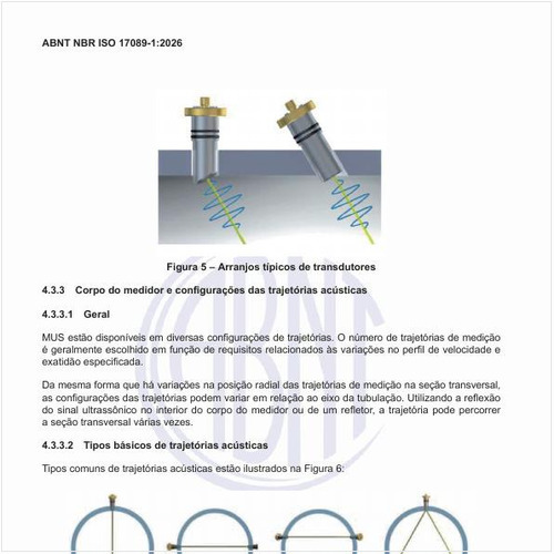 Como deve ser o corpo do medidor e as configurações das trajetórias acústicas?