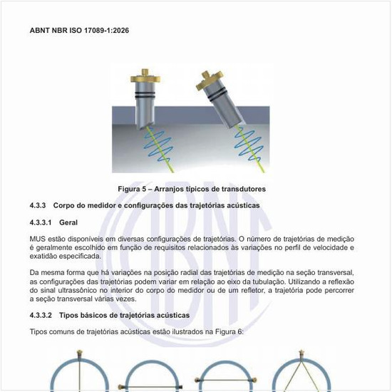 Como deve ser o corpo do medidor e as configurações das trajetórias acústicas?