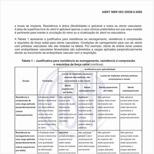 Qual a justificativa para a resistência ao esmagamento, resistência à compressão e requisitos de força radial?