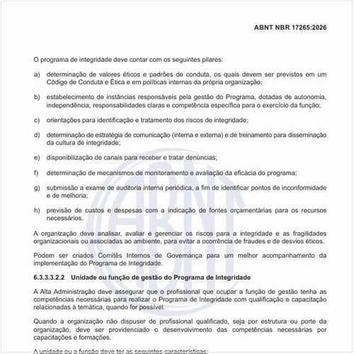 Qual a competência necessária para gerenciar a unidade ou função de gestão do programa de integridade?