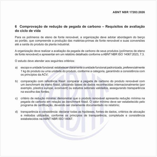 Como se deve realizar a comprovação de redução de pegada de carbono ou os requisitos de avaliação do ciclo de vida?