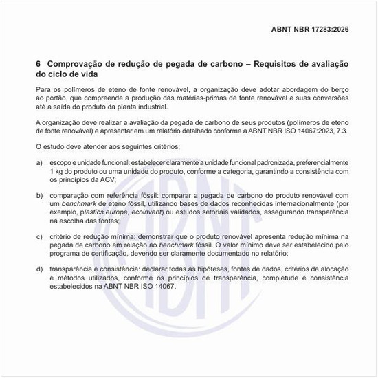 Como se deve realizar a comprovação de redução de pegada de carbono ou os requisitos de avaliação do ciclo de vida?