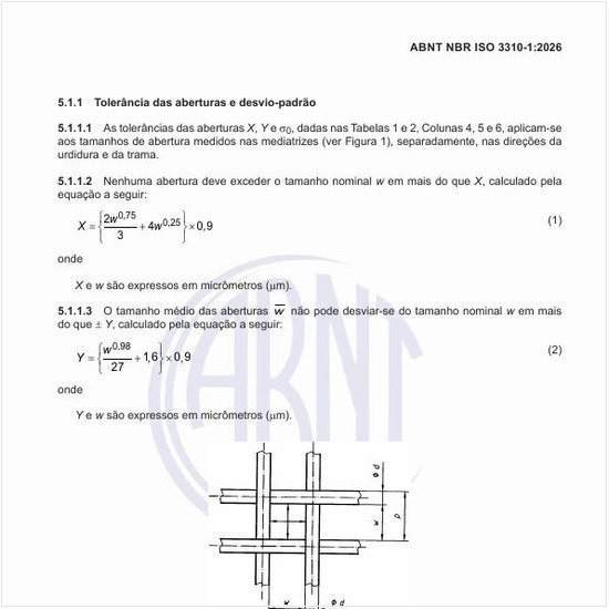 Qual é a tolerância das aberturas e desvio-padrão?