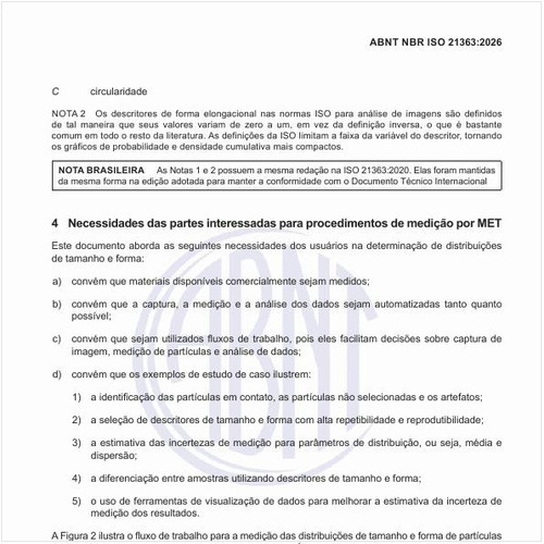 Qual é o fluxo de trabalho para medição das distribuições de tamanho e forma de partículas por microscopia eletrônica de transmissão (MET)?