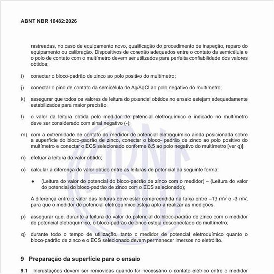 Como deve ser feita a preparação da superfície para o ensaio?