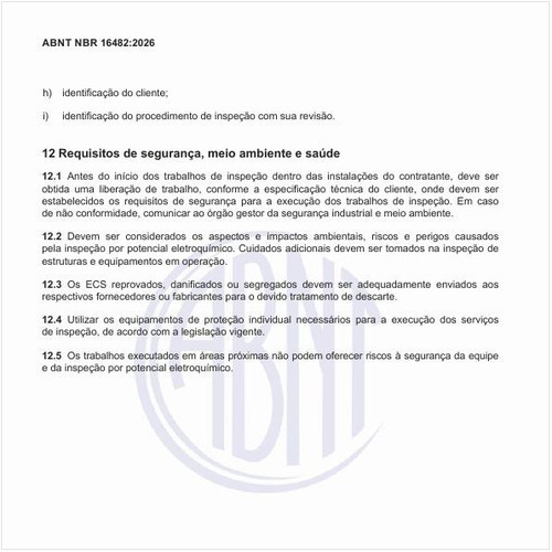Quais são os requisitos de segurança, meio ambiente e saúde para o ensaio?