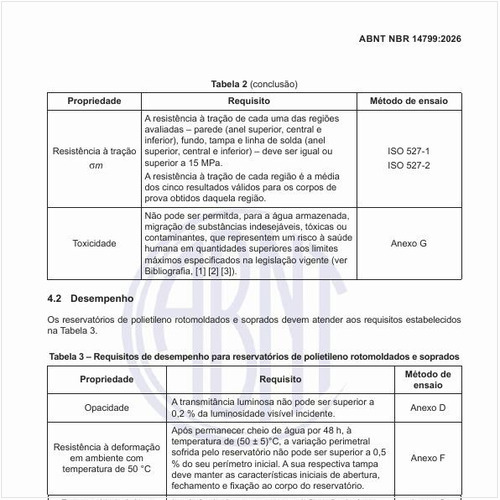 Quais são os requisitos de desempenho para reservatórios de polietileno rotomoldados e soprados?