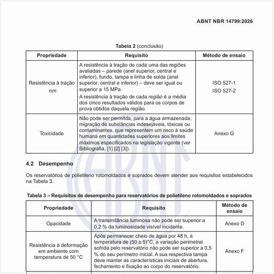 Quais são os requisitos de desempenho para reservatórios de polietileno rotomoldados e soprados?