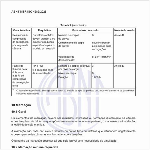Qual deve ser a marcação mínima requerida para as câmaras?