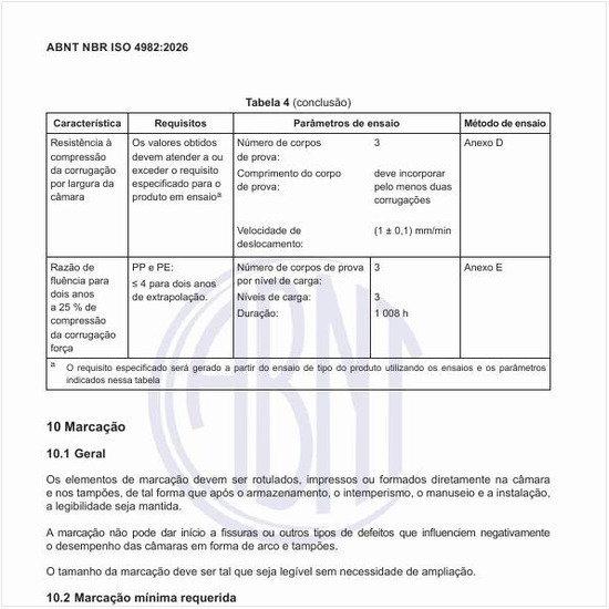 Qual deve ser a marcação mínima requerida para as câmaras?