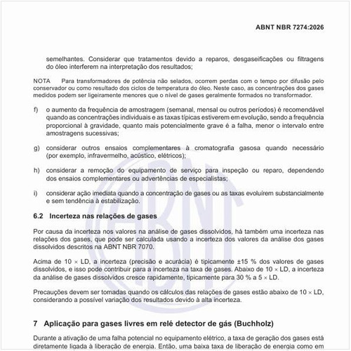 O que é a aplicação para gases livres em relé detector de gás (Buchholz)?