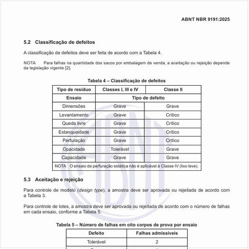Como é a classificação de defeitos?