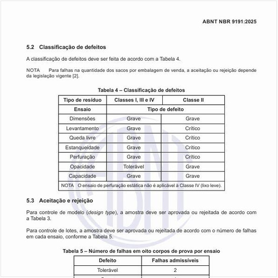 Como é a classificação de defeitos?