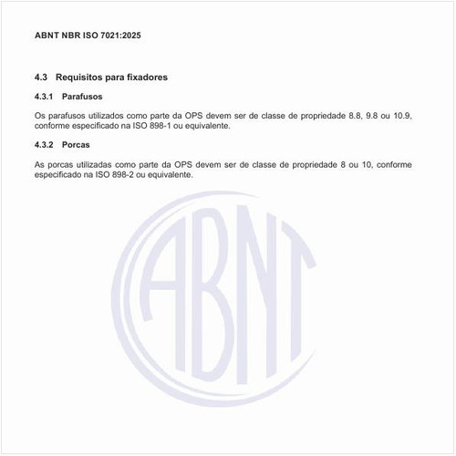 Quais são os requisitos para os fixadores?