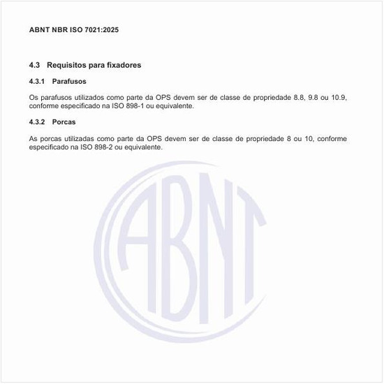 Quais são os requisitos para os fixadores?