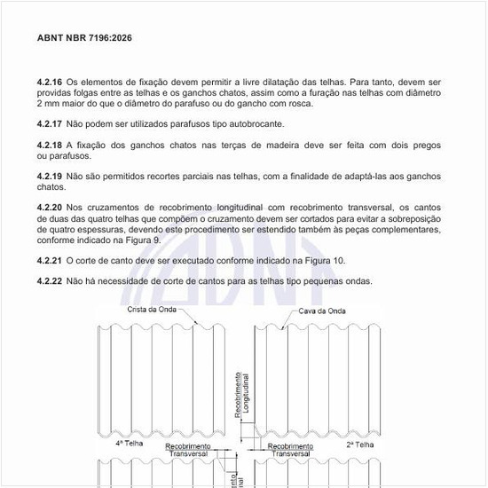 Qual é o esquema de execução do corte de canto das telhas?