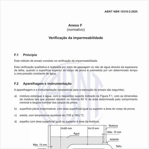 Como deve ser o aparato para a avaliação da impermeabilidade (exemplificação esquemática)?
