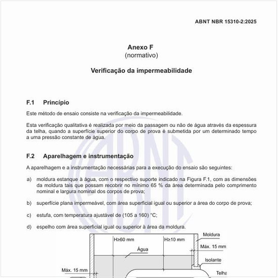 Como deve ser o aparato para a avaliação da impermeabilidade (exemplificação esquemática)?