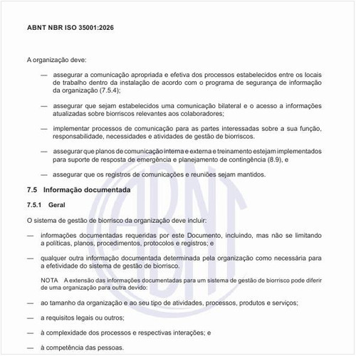 O que deve constar no processo de informação documentada?