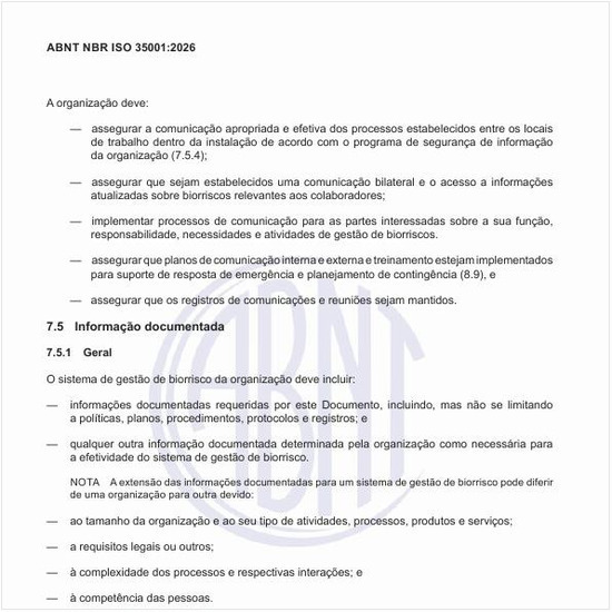 O que deve constar no processo de informação documentada?