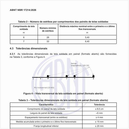 Qual é o número de estribos por comprimentos dos painéis de telas soldadas?
