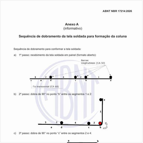 Qual é a sequência de dobramento da tela soldada para formação da coluna?