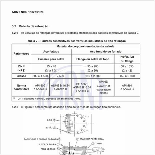 Quais são os padrões construtivos das válvulas industriais de tipo retenção?