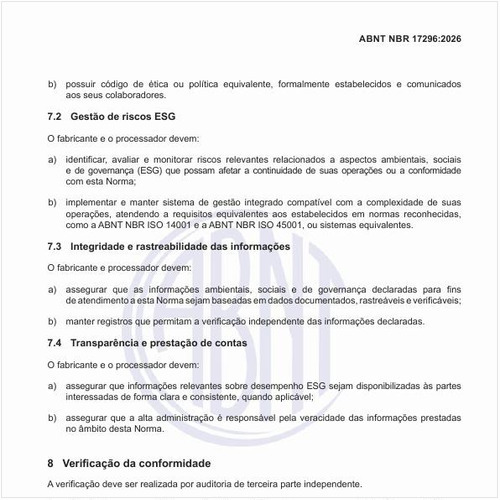 Como deve ser realizada a verificação da conformidade?