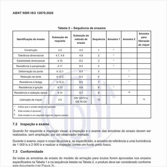 Como deve ser a sequência de ensaios?