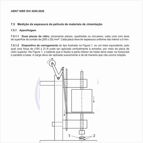 Como deve ser o dispositivo de carregamento para uso no ensaio de espessura da película?