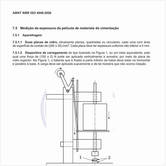 Como deve ser o dispositivo de carregamento para uso no ensaio de espessura da película?