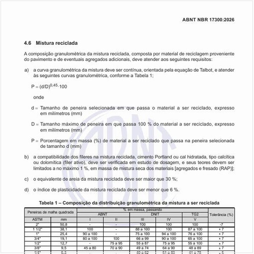 Qual deve ser a composição da distribuição granulométrica da mistura a ser reciclada?