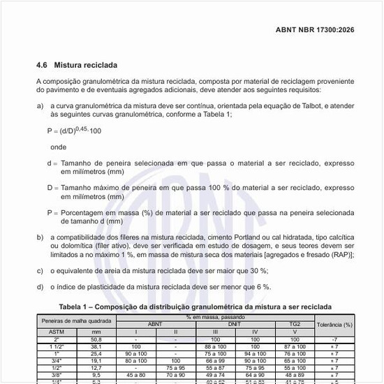 Qual deve ser a composição da distribuição granulométrica da mistura a ser reciclada?