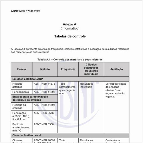 Quais os critérios para o controle dos materiais e suas misturas?