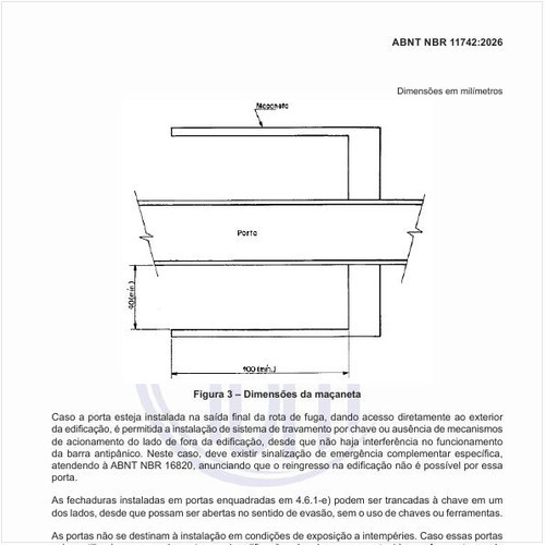 Quais devem ser as dimensões da maçaneta?