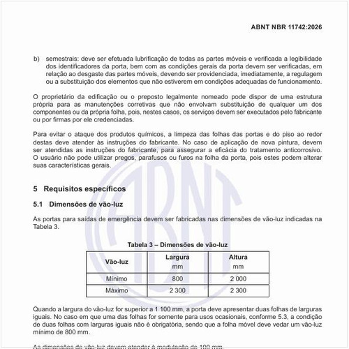 Quais devem ser as dimensões do vão-luz?