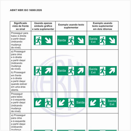Quais são os exemplos de sinalização de rotas de fuga a serem utilizadas com ou sem texto suplementar?