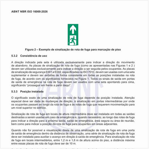 Qual o exemplo de sinalização de rota de fuga para marcação de piso?