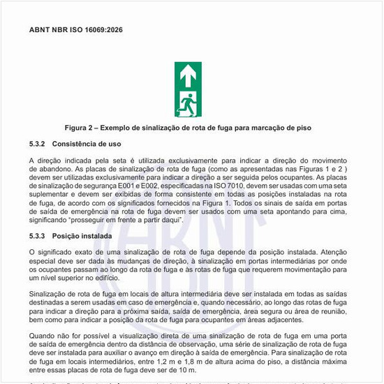 Qual o exemplo de sinalização de rota de fuga para marcação de piso?