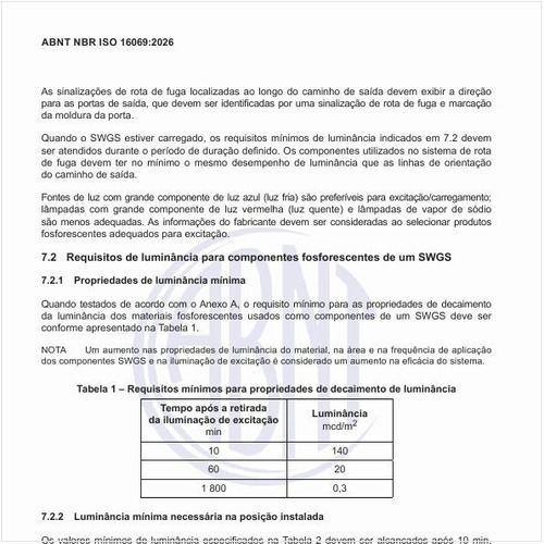 Quais são os requisitos mínimos para as propriedades de decaimento de luminância?