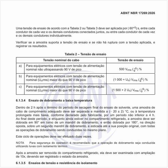 Qual deve ser a tensão de ensaio?