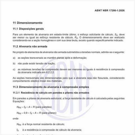 Como calcular a resistência de cálculo em paredes e pilares não armados?