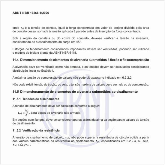 Como fazer o dimensionamento dos elementos de alvenaria submetidos ao cisalhamento?